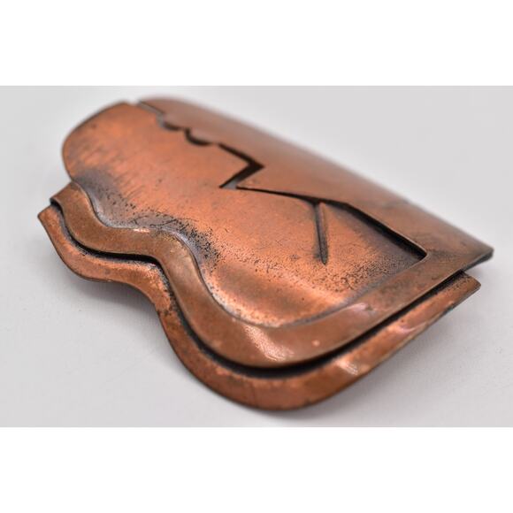 Rebajes Vintage The Kiss Pin Brooch Modernist Copper Tone Signed 1940s BinAJ - Picture 7 of 12